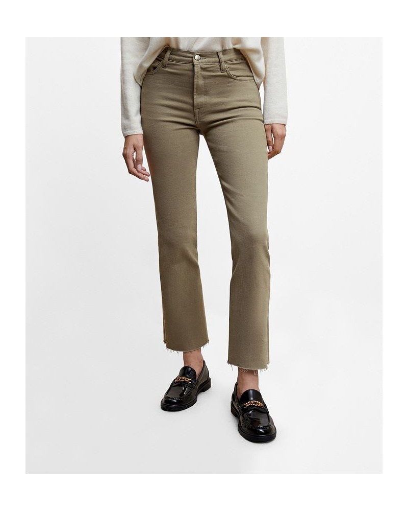 Women's Crop Flared Jeans Khaki $35.39 Jeans