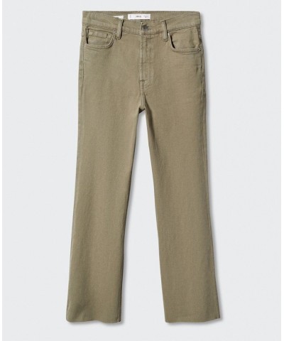 Women's Crop Flared Jeans Khaki $35.39 Jeans