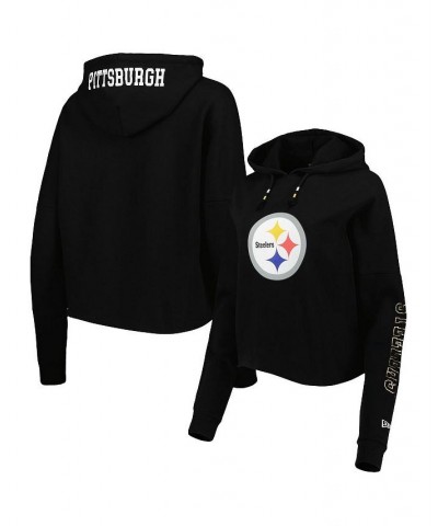 Women's Black Pittsburgh Steelers Foil Sleeve Pullover Hoodie Black $38.22 Sweatshirts
