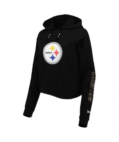 Women's Black Pittsburgh Steelers Foil Sleeve Pullover Hoodie Black $38.22 Sweatshirts