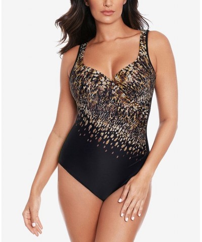 Dali Leopard It's A Wrap Underwire One-Piece Swimsuit Dali Leopard Black/Brown $86.52 Swimsuits