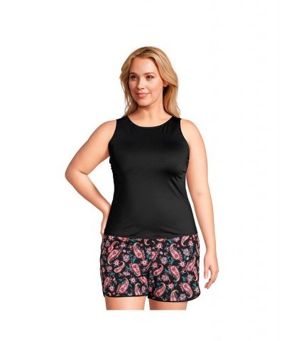 Women's Plus Size High Neck UPF 50 Sun Protection Modest Tankini Swimsuit Top Black $38.16 Swimsuits