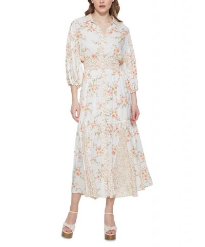Women's Smocked-Waist Floral-Print Maxi Dress Peachy Florals $36.57 Dresses