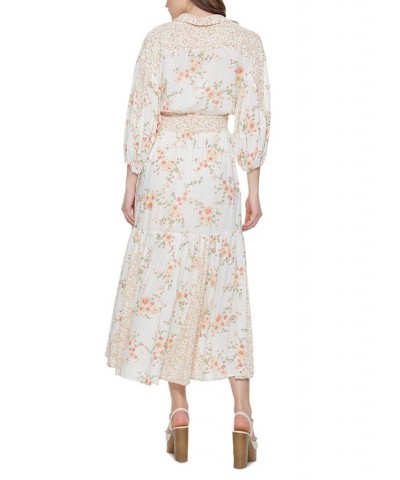 Women's Smocked-Waist Floral-Print Maxi Dress Peachy Florals $36.57 Dresses