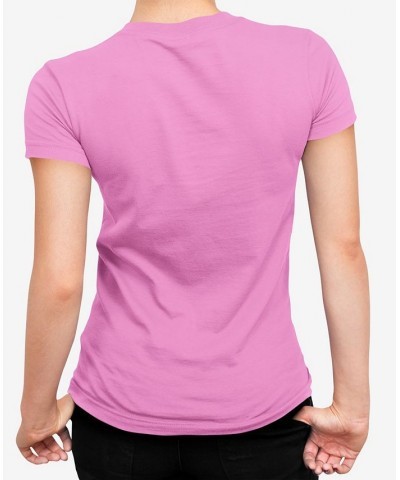 Women's Word Art Flower Skull Short Sleeve T-shirt Pink $15.05 Tops