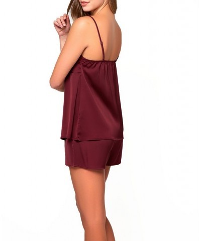 Women's Forrest Stretch Satin Cami and Short Set Burgundy $30.20 Lingerie