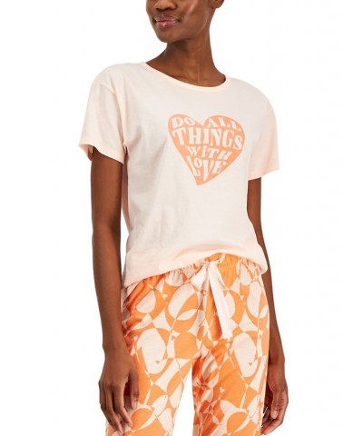 Women's Short-Sleeve Graphic-Print Sleep Tee All With Love $10.39 Sleepwear