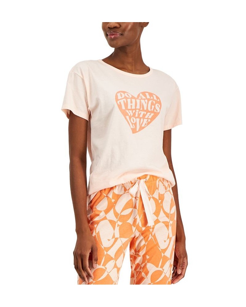 Women's Short-Sleeve Graphic-Print Sleep Tee All With Love $10.39 Sleepwear