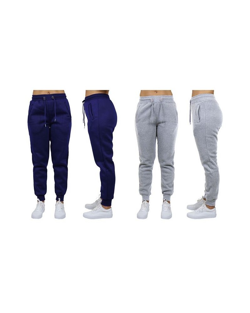 Women's Loose Fit Fleece Jogger Sweatpants Pack of 2 Navy - Heather Grey $27.00 Pants