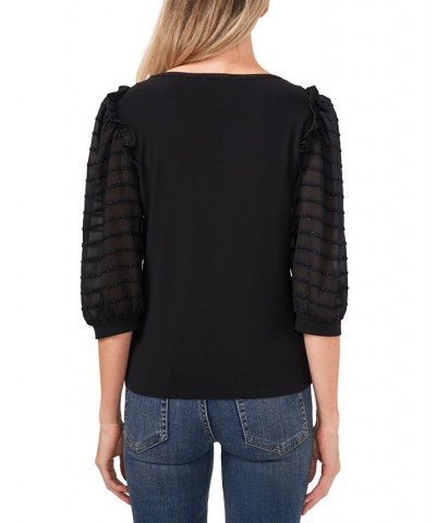 Mixed-Media Knit Top Rich Black $25.19 Tops