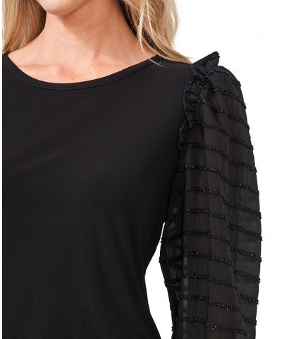 Mixed-Media Knit Top Rich Black $25.19 Tops