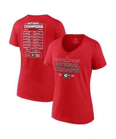 Women's Branded Red Georgia Bulldogs College Football Playoff 2022 National Champions Schedule V-neck T-shirt Red $21.12 Tops