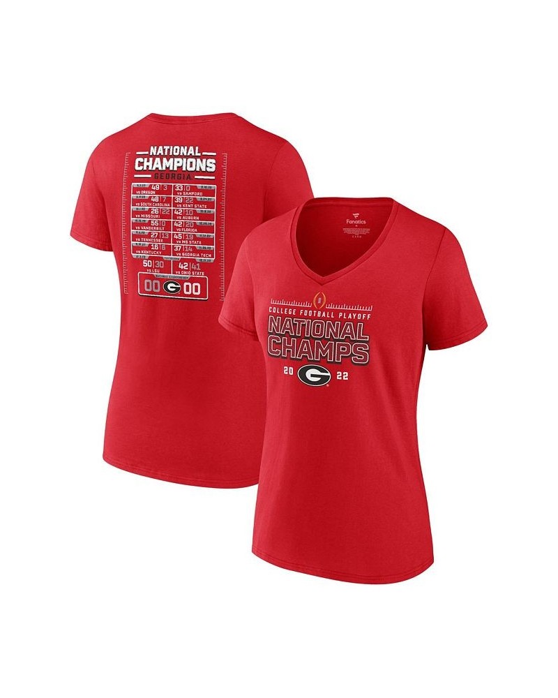 Women's Branded Red Georgia Bulldogs College Football Playoff 2022 National Champions Schedule V-neck T-shirt Red $21.12 Tops