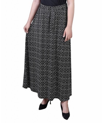 Petite Printed Belted Maxi Skirt Black White Geo $18.24 Skirts