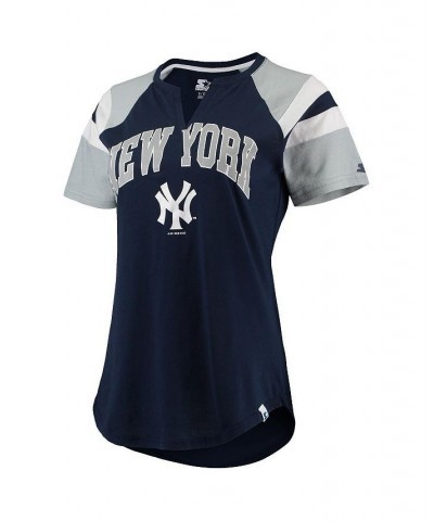 Women's Navy and Gray New York Yankees Game On Notch Neck Raglan T-shirt Navy, Gray $19.35 Tops