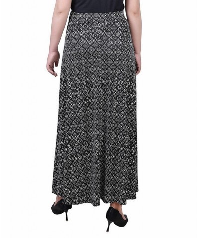 Petite Printed Belted Maxi Skirt Black White Geo $18.24 Skirts