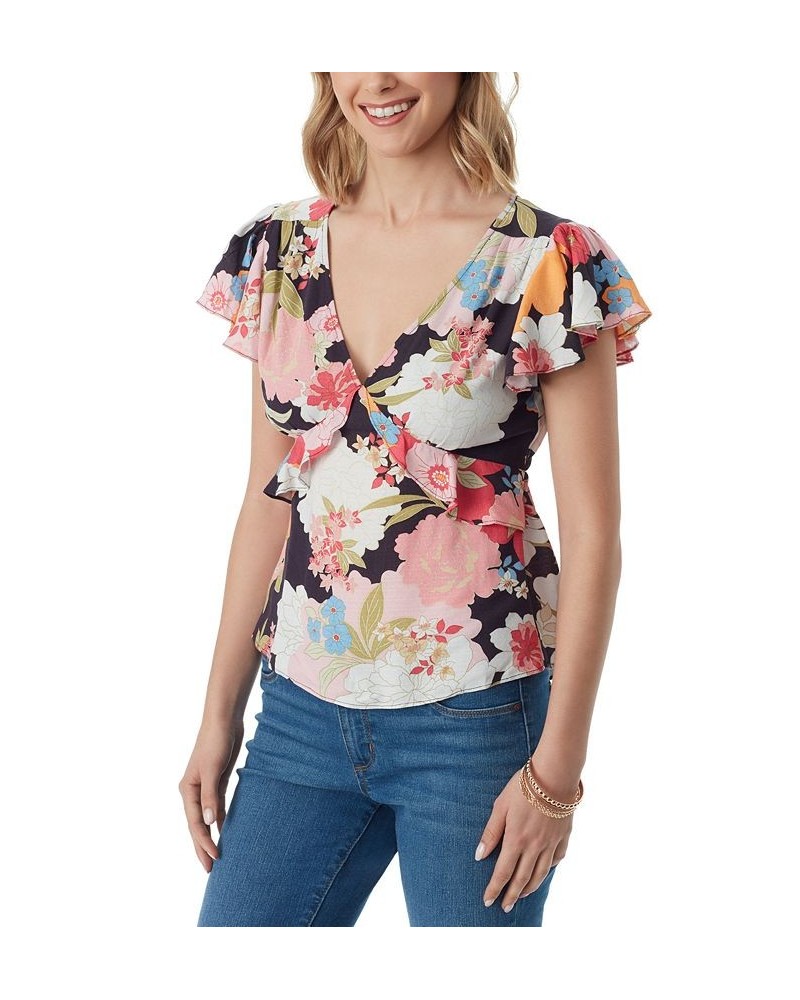 Women's Open-Back Flutter-Sleeve Top Red $31.97 Tops