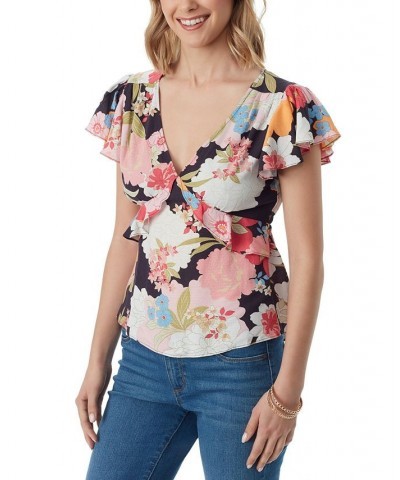 Women's Open-Back Flutter-Sleeve Top Red $31.97 Tops