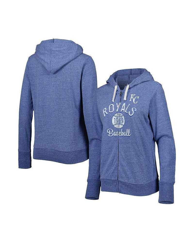 Women's Royal Kansas City Royals Training Camp Tri-Blend Full-Zip Hoodie Blue $35.20 Sweatshirts