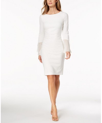 Petite Chiffon Bell-Sleeve Sheath Dress White $41.99 Dresses