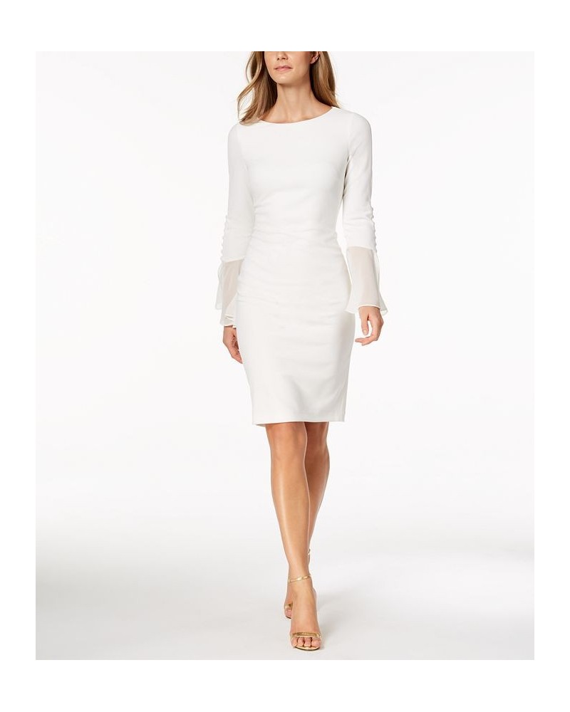 Petite Chiffon Bell-Sleeve Sheath Dress White $41.99 Dresses