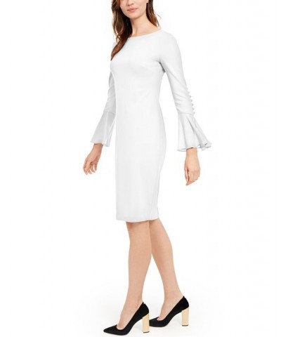 Petite Chiffon Bell-Sleeve Sheath Dress White $41.99 Dresses