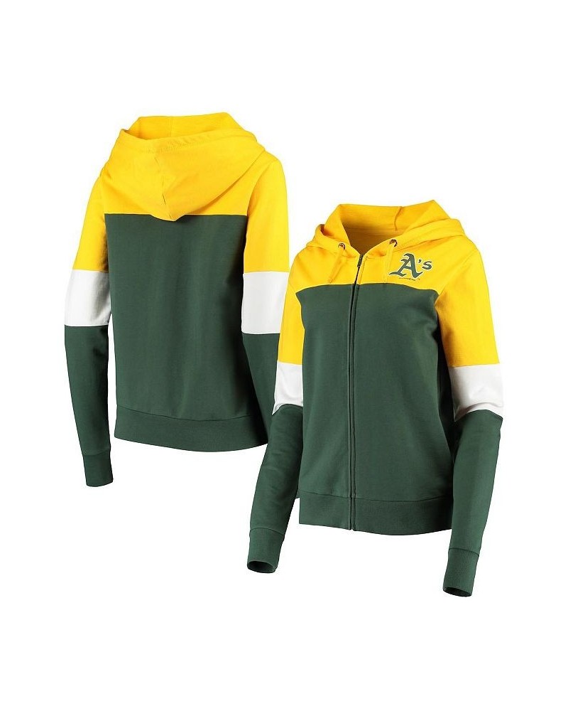 Women's Green Oakland Athletics Colorblock French Terry Full-Zip Hoodie Green $25.08 Sweatshirts