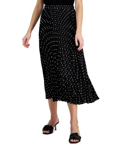 Dot-Print Chiffon Pull-On Pleated Skirt Anne Black/anne White $38.15 Skirts