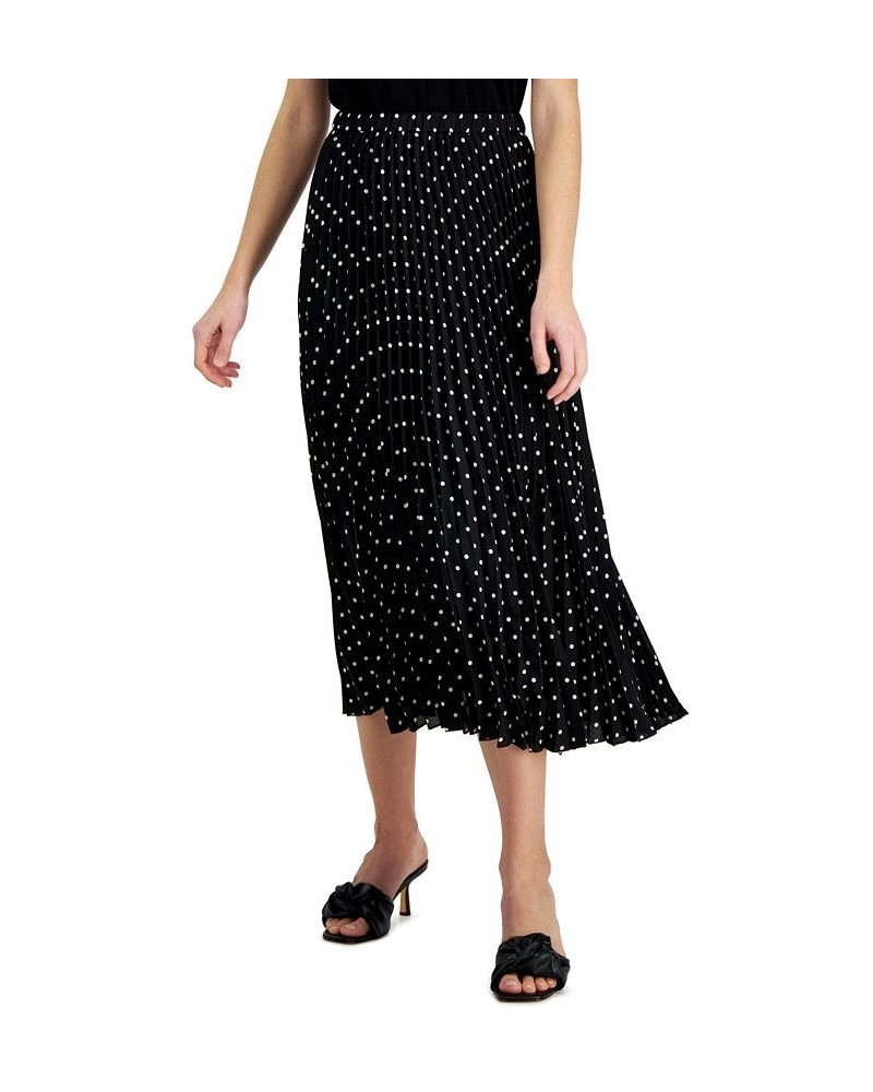 Dot-Print Chiffon Pull-On Pleated Skirt Anne Black/anne White $38.15 Skirts