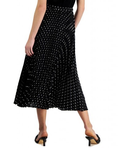 Dot-Print Chiffon Pull-On Pleated Skirt Anne Black/anne White $38.15 Skirts