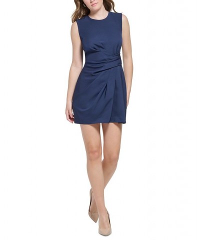 Women's X-Fit Asymmetric Pleated Sleeveless Sheath Dress Blue $44.48 Dresses