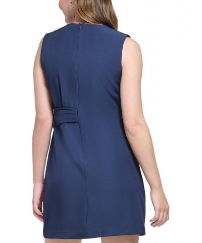 Women's X-Fit Asymmetric Pleated Sleeveless Sheath Dress Blue $44.48 Dresses