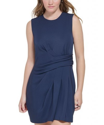 Women's X-Fit Asymmetric Pleated Sleeveless Sheath Dress Blue $44.48 Dresses