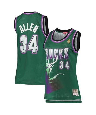 Women's Ray Allen Green Milwaukee Bucks 1996-97 Hardwood Classics Swingman Jersey Green $36.80 Jersey