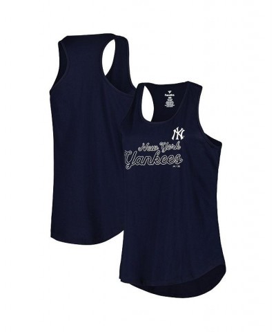 Women's Navy New York Yankees Plus Size Scoop Neck Racerback Tank Top Navy $21.00 Tops