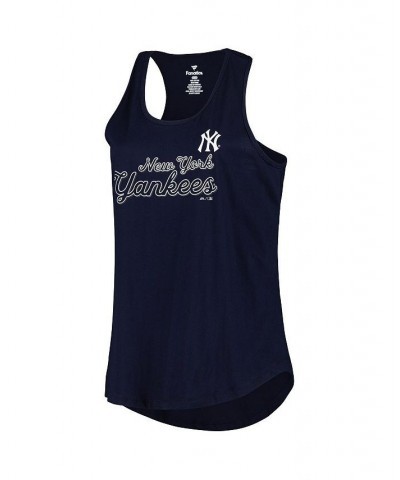 Women's Navy New York Yankees Plus Size Scoop Neck Racerback Tank Top Navy $21.00 Tops