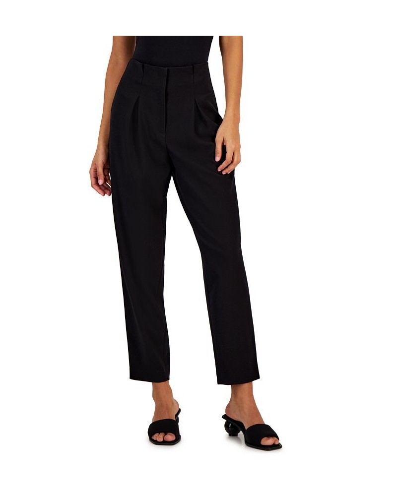 Pleated Front Ankle Pants Black $47.17 Pants