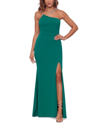 Asymmetric Beaded-Strap Gown Green $56.62 Dresses