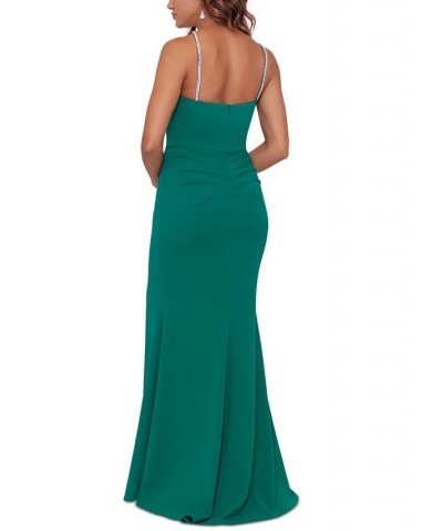 Asymmetric Beaded-Strap Gown Green $56.62 Dresses