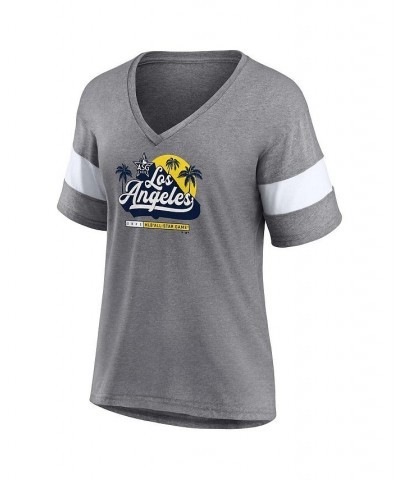 Women's Branded Heathered Gray 2022 MLB All-Star Game Sunset Script Tri-Blend V-Neck T-shirt Heathered Gray $22.08 Tops