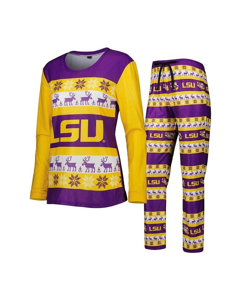 Women's Purple LSU Tigers Ugly Long Sleeve T-shirt Pajama Pants Sleep Set Purple $32.80 Pajama