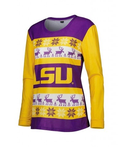 Women's Purple LSU Tigers Ugly Long Sleeve T-shirt Pajama Pants Sleep Set Purple $32.80 Pajama