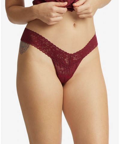 Women's Daily Lace Low Rise Thong 771001 Lipstick Red $19.04 Panty