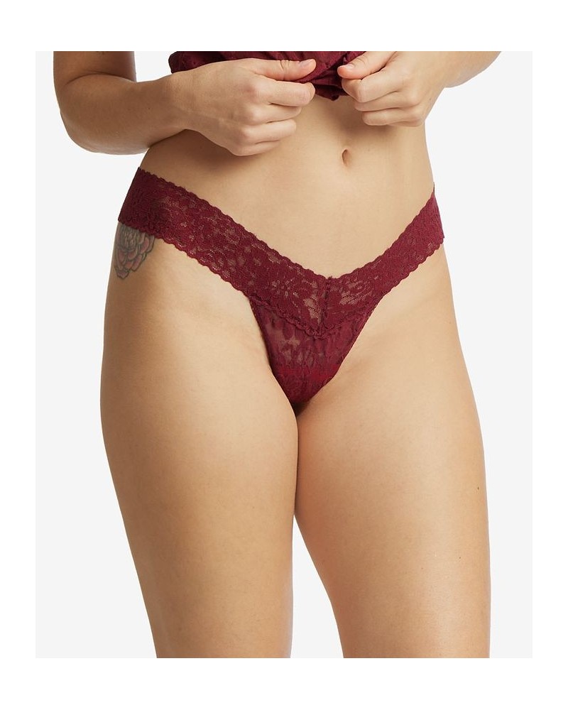 Women's Daily Lace Low Rise Thong 771001 Lipstick Red $19.04 Panty