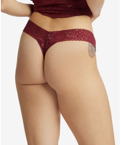 Women's Daily Lace Low Rise Thong 771001 Lipstick Red $19.04 Panty