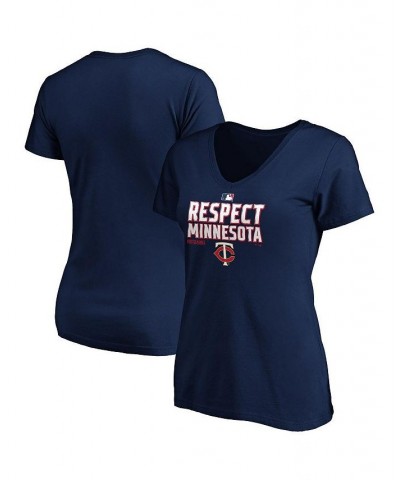 Women's Branded Navy Minnesota Twins 2020 Postseason Locker Room V-Neck T-shirt Navy $26.09 Tops