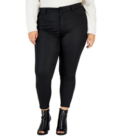 Trendy Plus Size Curvy High-Rise Skinny Jeans Coated Black $12.00 Jeans