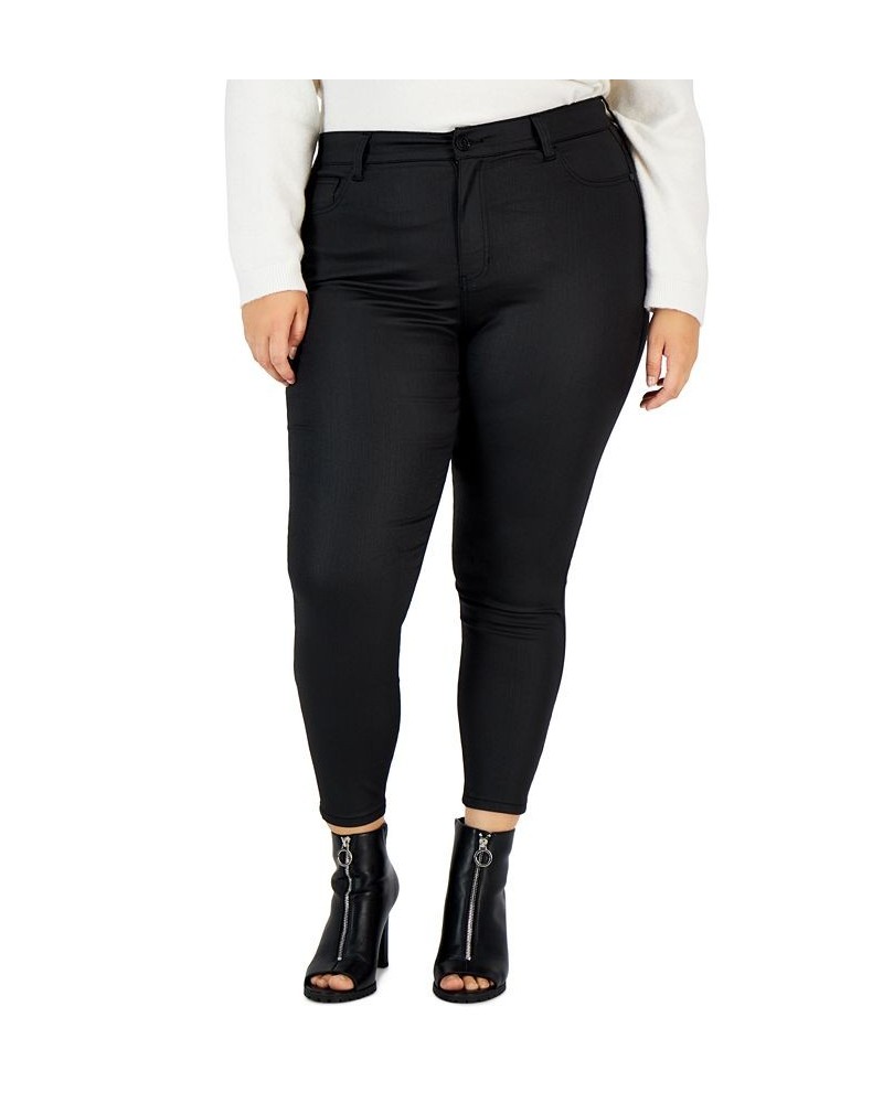 Trendy Plus Size Curvy High-Rise Skinny Jeans Coated Black $12.00 Jeans