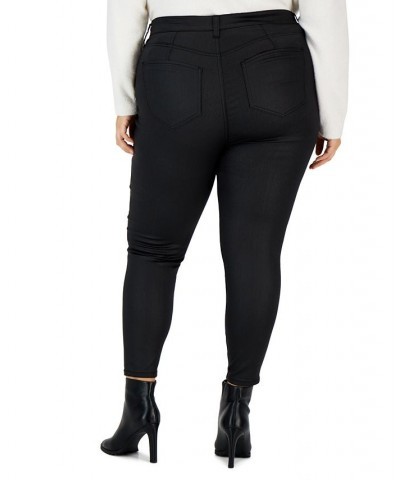 Trendy Plus Size Curvy High-Rise Skinny Jeans Coated Black $12.00 Jeans