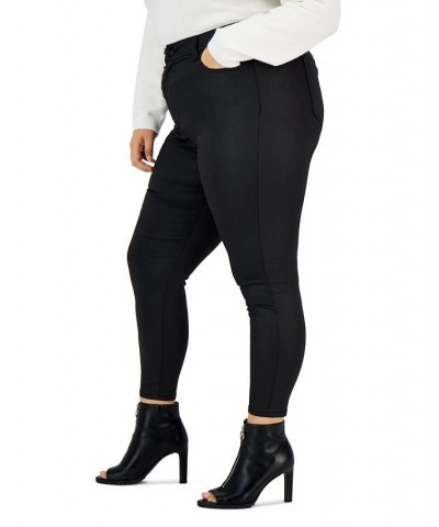 Trendy Plus Size Curvy High-Rise Skinny Jeans Coated Black $12.00 Jeans